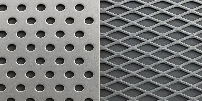 نمایی از ورق پانچ و ورق مشبک در کنار یکدیگر