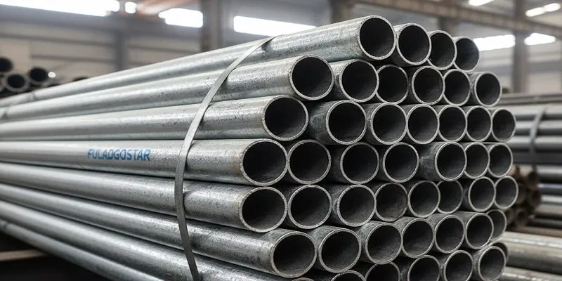 نمایی از لوله گالوانیزه 2 اینچ در کارخانه فولادی