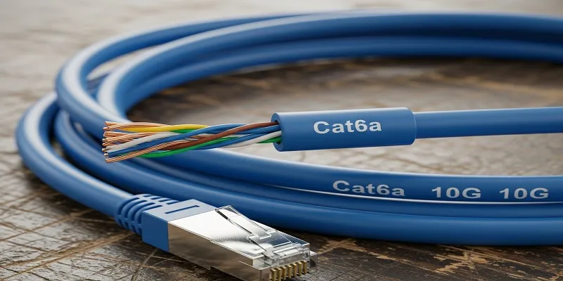 کابل Cat6a سرعت 100 گیگابایت را تا فاصله 100 متری پشتیبانی می کند.