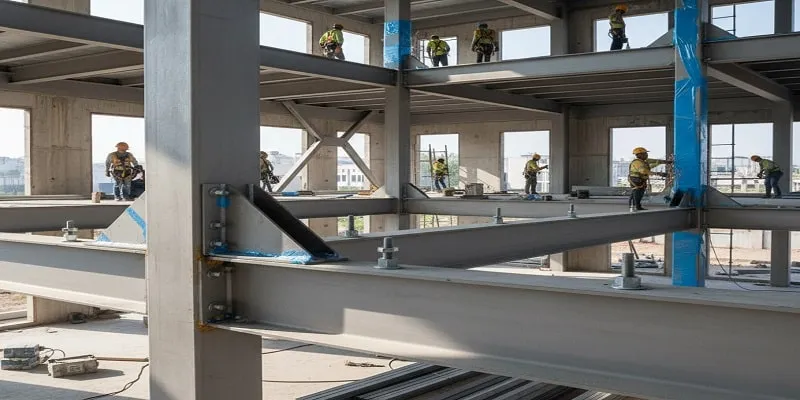 نمونه ای از کاربرد نبشی استیل در اسکلت فلزی ساختمان