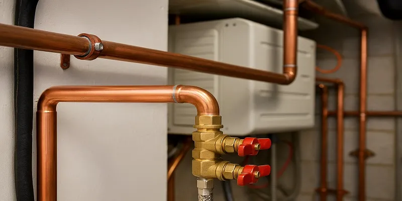 نمایی از کاربردهای لوله مسی برای انتقال آب سرد و گرم