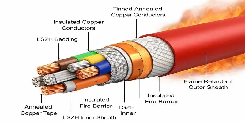 ساختار کابل اعلام حریق را در این تصویر مشاهده می کنید.